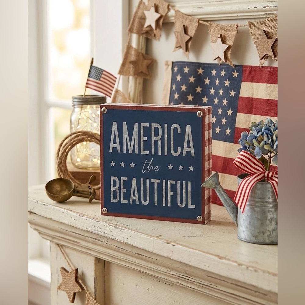 America The Beautiful Wood Wall Home Decoration Indoor Outdoor 4th of July Gift
